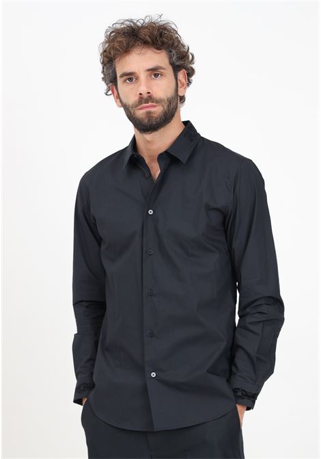 Men's black dress shirt with gothic style logo VERSACE JEANS COUTURE | 77GALYS5CN002899